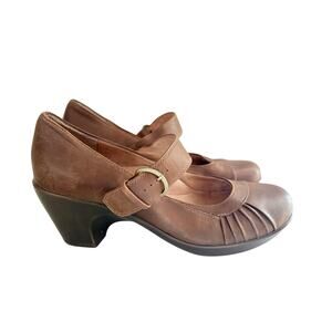 Umberto Raffini Brown Leather Mary Jane Heels Comfort Strap Shoes 38 / 7.5-8